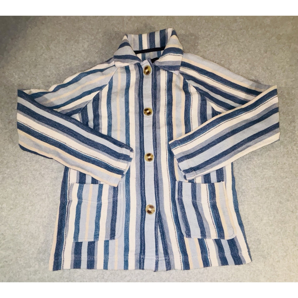 Pendleton Women’s XS Blue Striped Cotton Button Front Chore Jacket Shirt